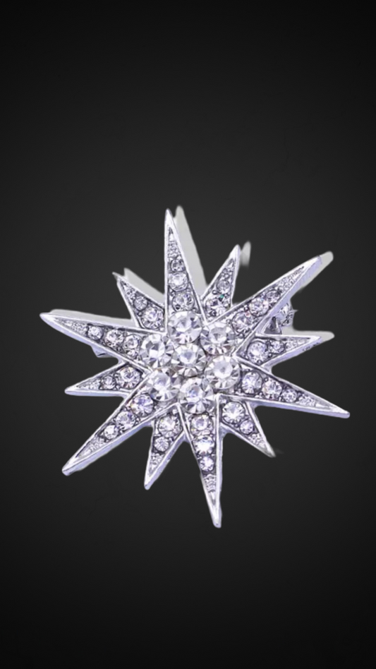 Silver Studded Star Brooch