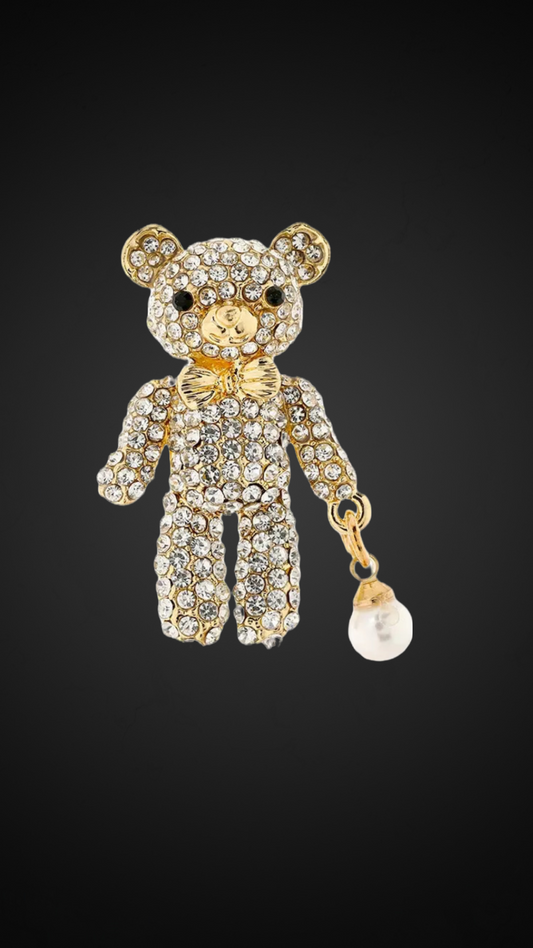 Studded Teddy Bear Brooch